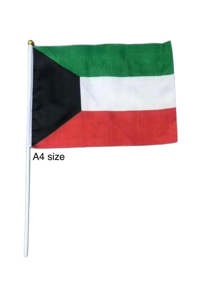 SEDRA | Kuwait National Flag Handheld – A4 Size with Plastic Stick 12 pieces - Image 2